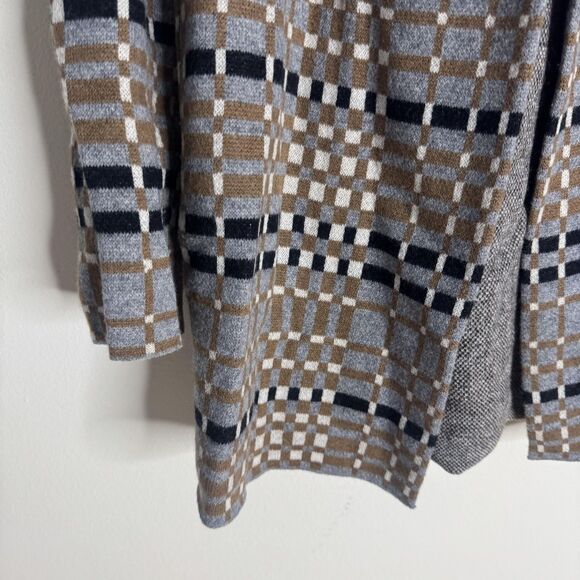 Field Flower Coat Womens XS S Brown Gray Plaid 100% Wool Hooded Jacket Pockets - Picture 2 of 13